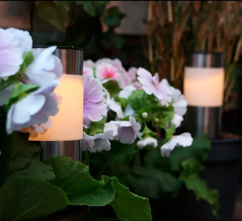 Solcelle lampe i stål - 4 stk