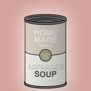 plakat: dåse med asparges soup - bubble shell 60