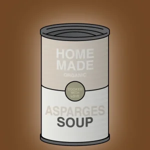 plakat: dåse med asparges soup - dark chestnut 60