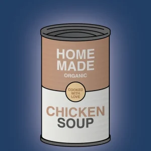 plakat: dåse med chicken soup - lapis indigo 60