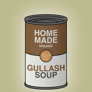 plakat: dåse med gullash soup - back to nature 60