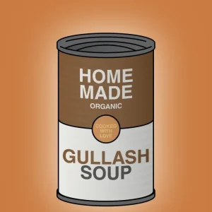 plakat: dåse med gullash soup - rumba peach 60