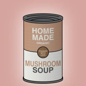 plakat: dåse med mushroom soup - bubble shell 60