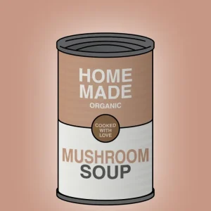 plakat: dåse med mushroom soup - powder 60