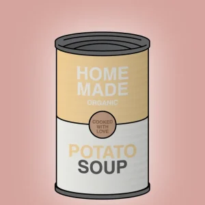 plakat: dåse med potato soup - bubble shell 60