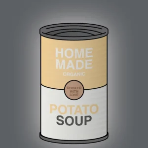 plakat: dåse med potato soup - graphic charcoal 60