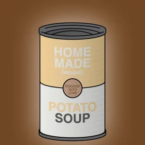 plakat: dåse med potato soup - onyx brown 60