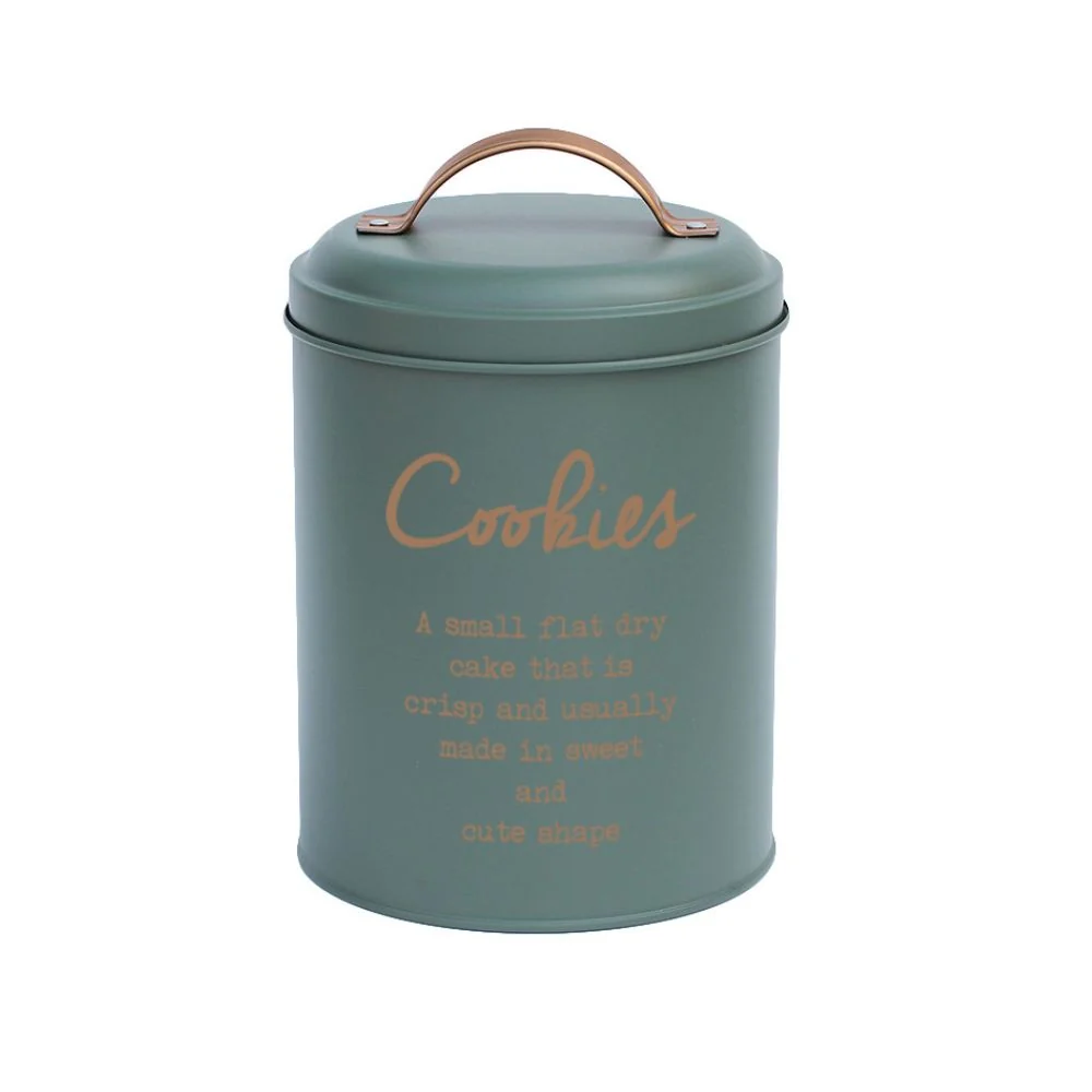 Opbevaringsdåse - til cookies - grøn med guld