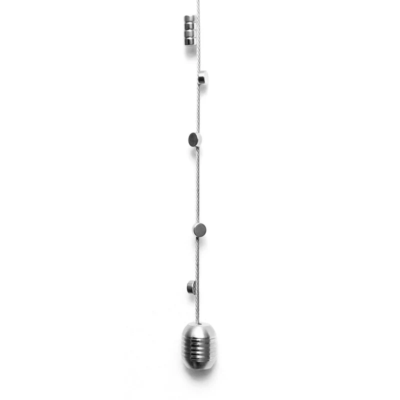 Stål snor m. 15 magneter 6x3 mm. & metallod (200 cm.)