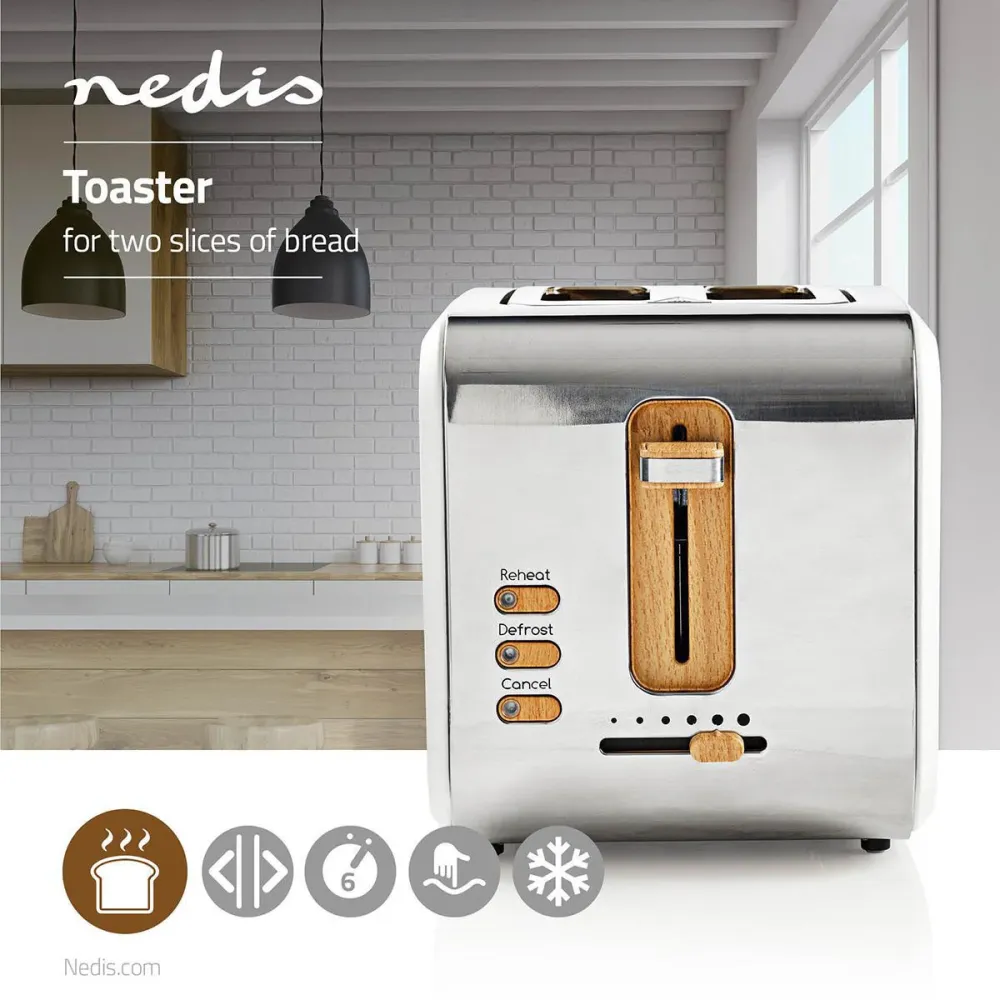 Nedis KABT510EWT Brødrister fra Velvety Touch-Serien