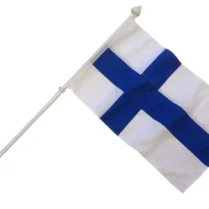 Adela, Facadeflagsæt Finland, flag 70 cm - 130 cm stang, hvidt letmetal