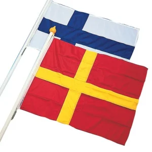 Adela, Facadeflagsæt Skåne, flag 70 cm, 130 cm stang, hvidt letmetal