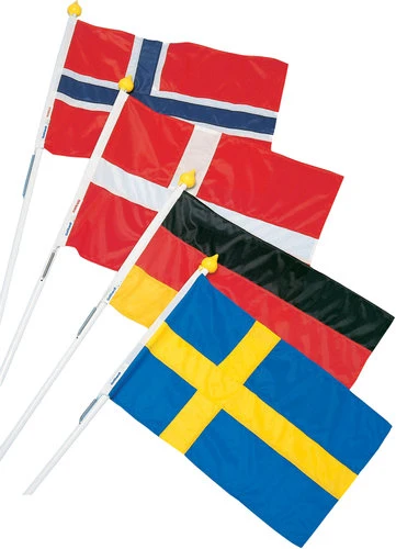 Adela, Facadeflagsæt Sverige, flag 70 cm, 130 cm stang, polyesterdug