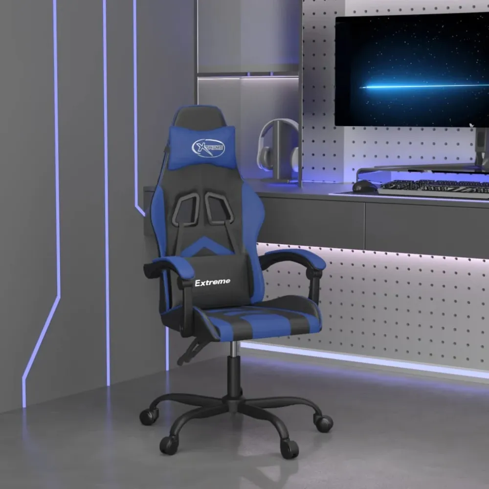 drejelig gamingstol kunstlæder onyx og blå