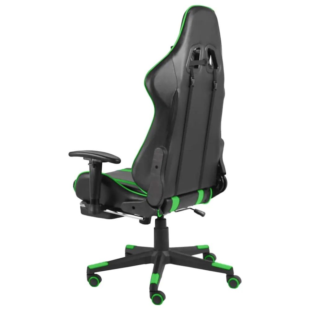 drejelig gamingstol med fodstøtte PVC grøn