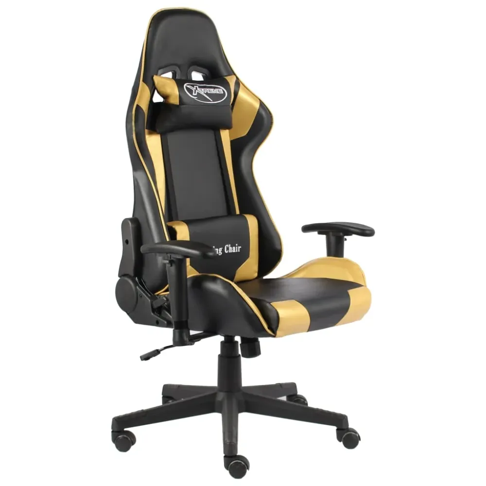drejelig gamingstol PVC guldfarvet
