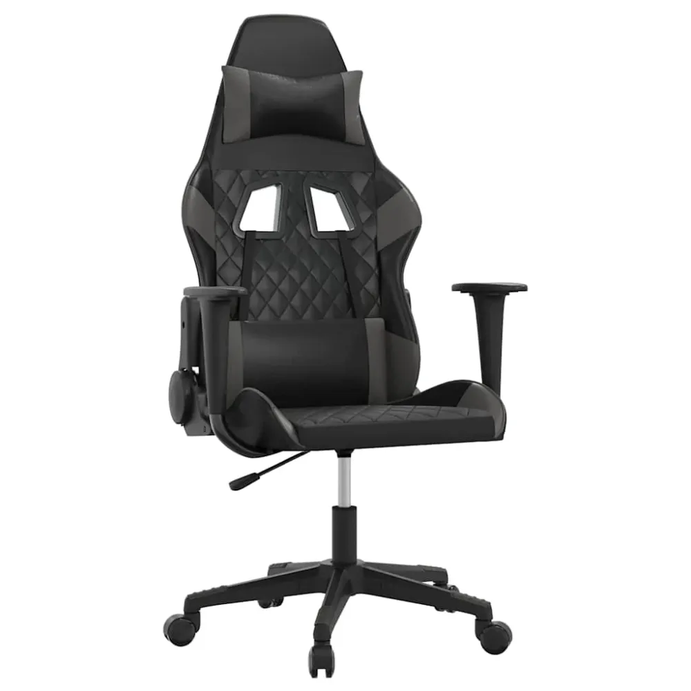 gamingstol m. massagefunktion kunstlæder ebony og grå