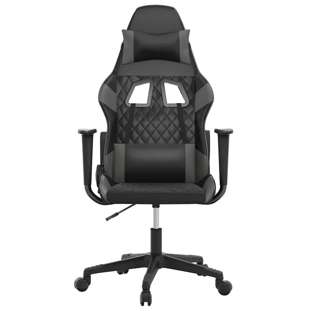 gamingstol m. massagefunktion kunstlæder ebony og grå