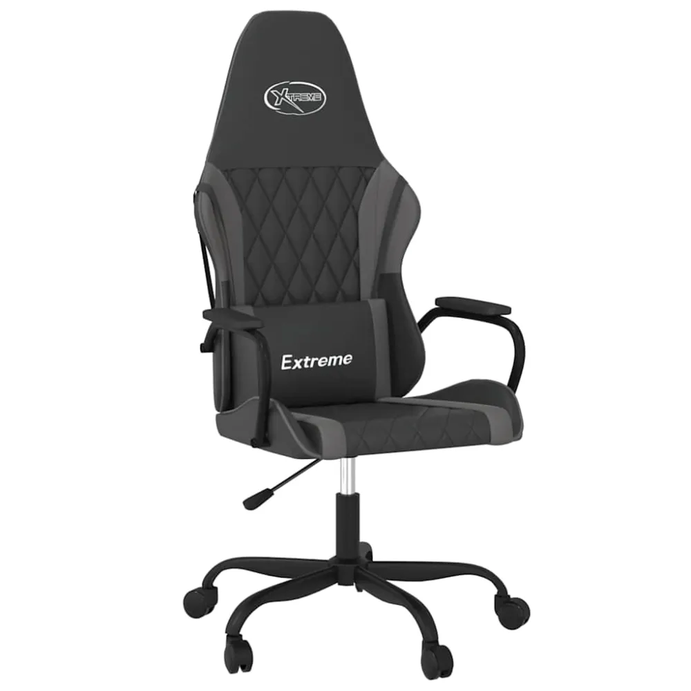 gamingstol m. massagefunktion kunstlæder ebony og grå