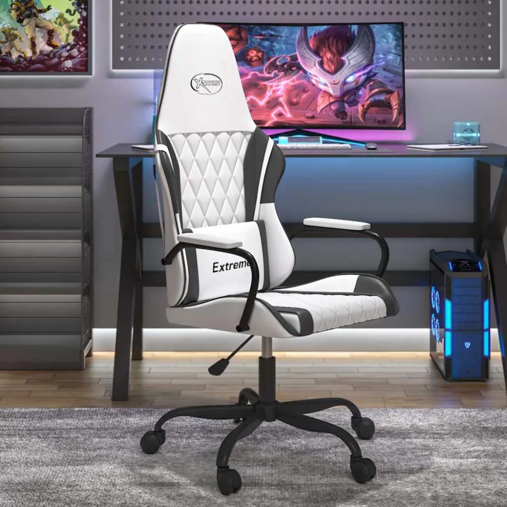 gamingstol m. massagefunktion kunstlæder hvid og ebony Poker Nights