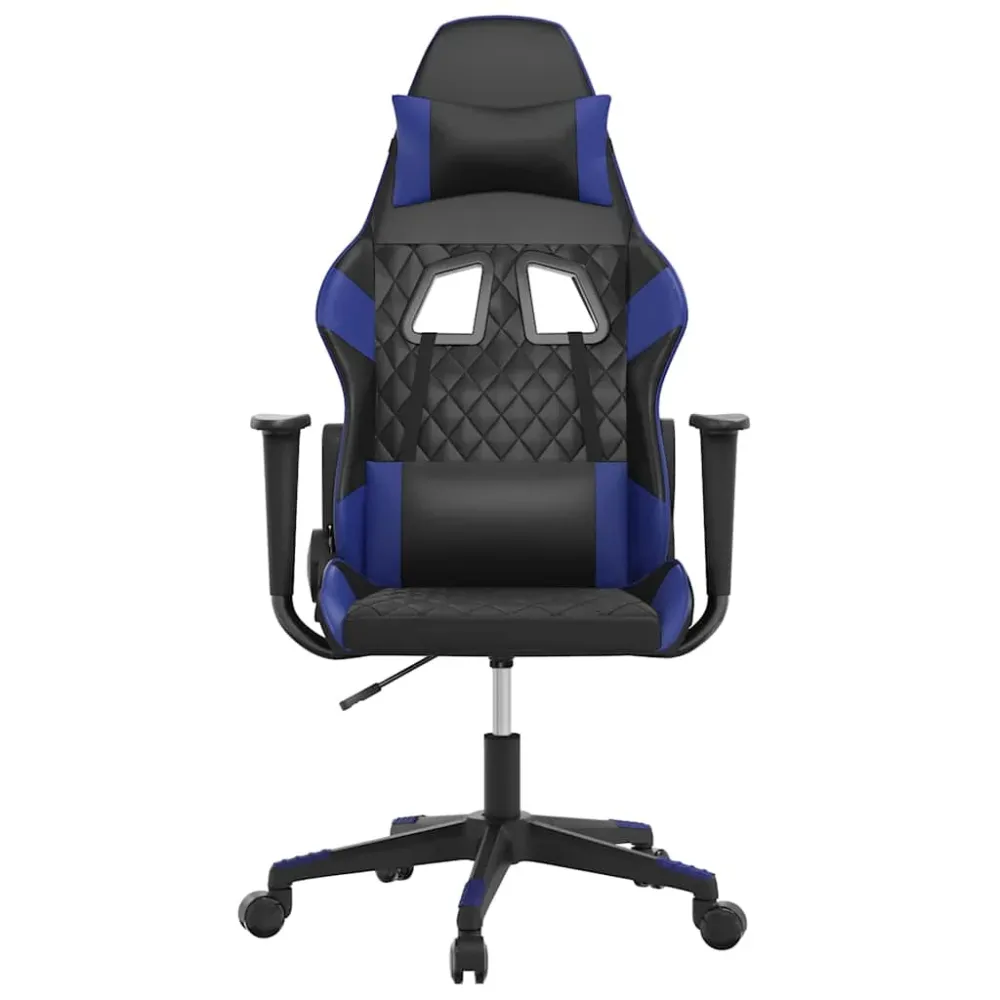 gamingstol m. massagefunktion kunstlæder onyx og blå