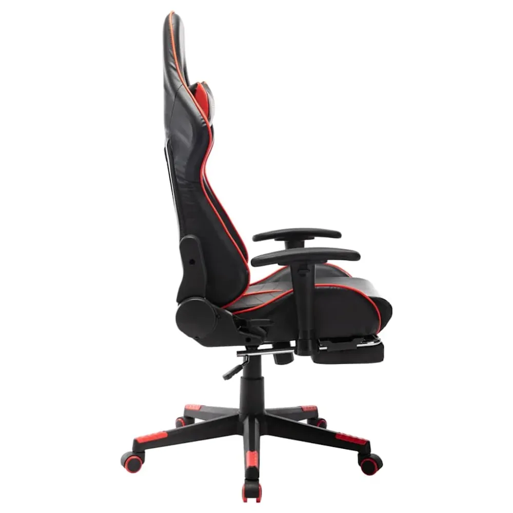 gamingstol med fodstøtte kunstlæder ebony og rød Game Room