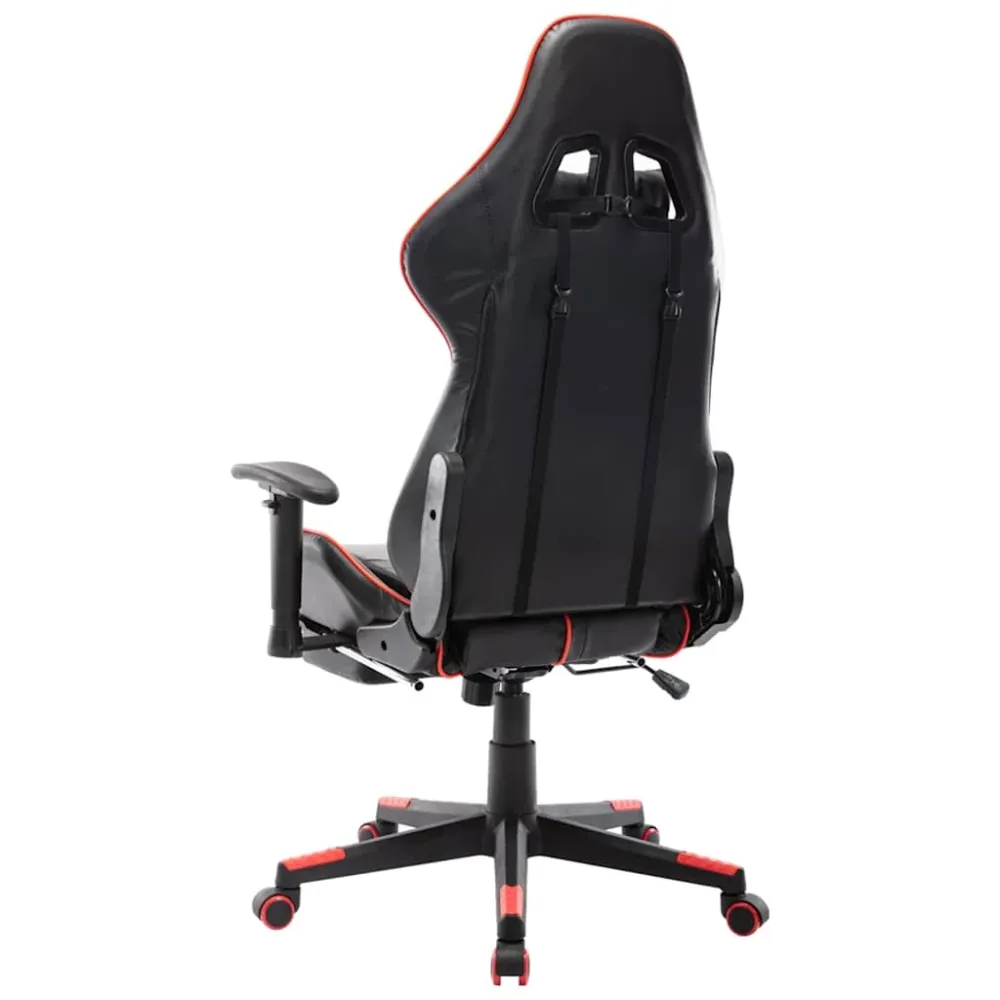 gamingstol med fodstøtte kunstlæder ebony og rød Game Room