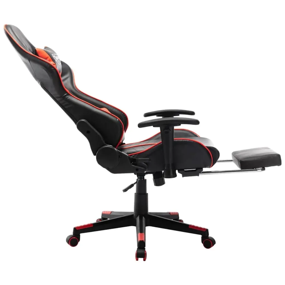 gamingstol med fodstøtte kunstlæder ebony og rød Game Room