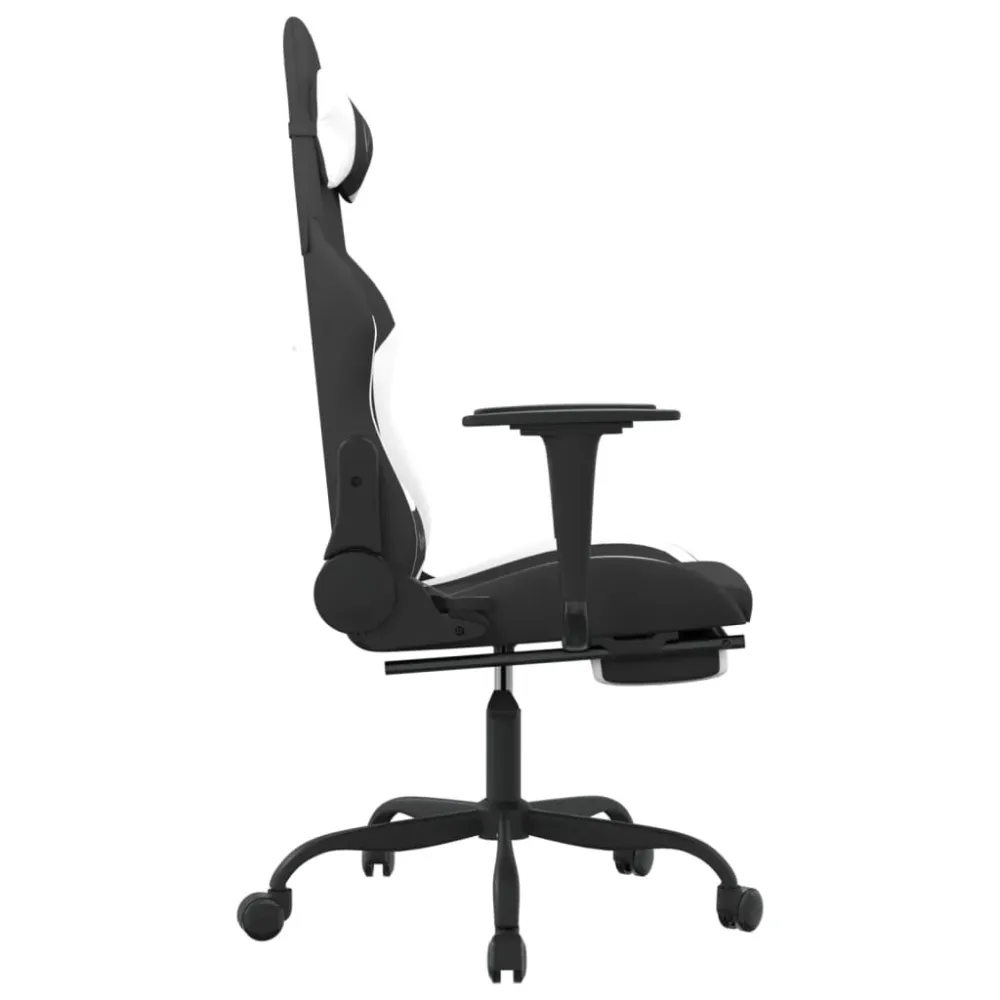 gamingstol med massagefunktion + fodstøtte stof midnight og hvid