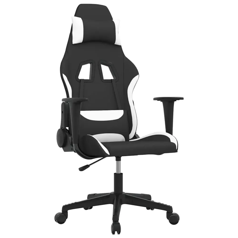 gamingstol med massagefunktion stof onyx og hvid Scorekeeper