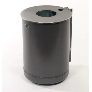 Kurv med askebæger, væg/stolpe 50 Liter - Galvaniseret & lakeret Graa