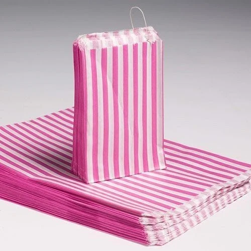 Candy Stripe Papirposer 5x7 Pink 1000 Pakke