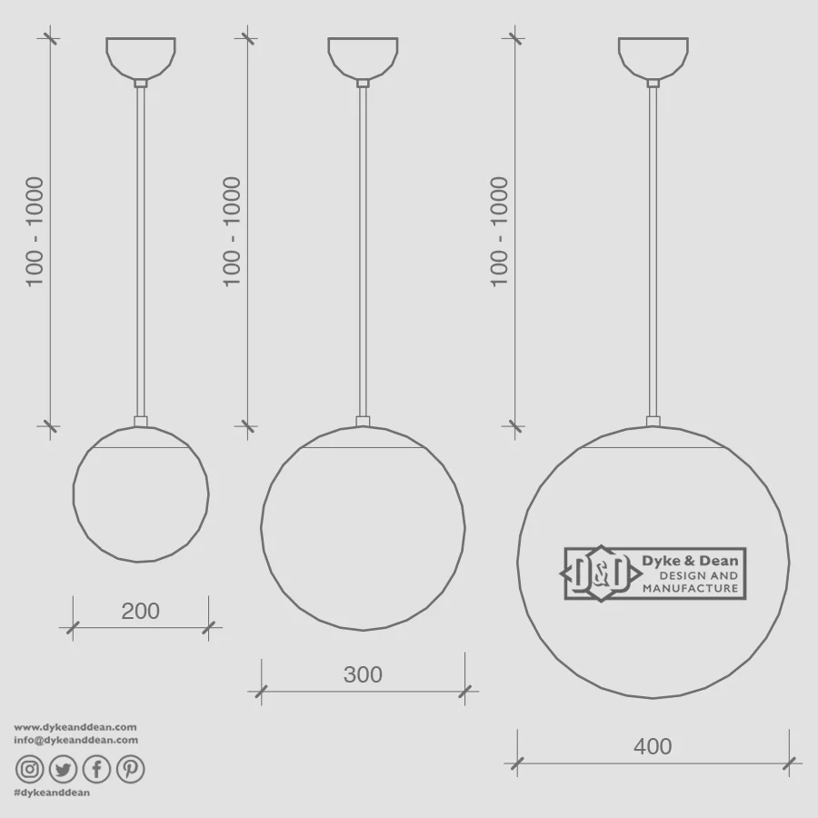 OPAL MARMOR GLOBE PENDEL 400mm DYKE & DEAN