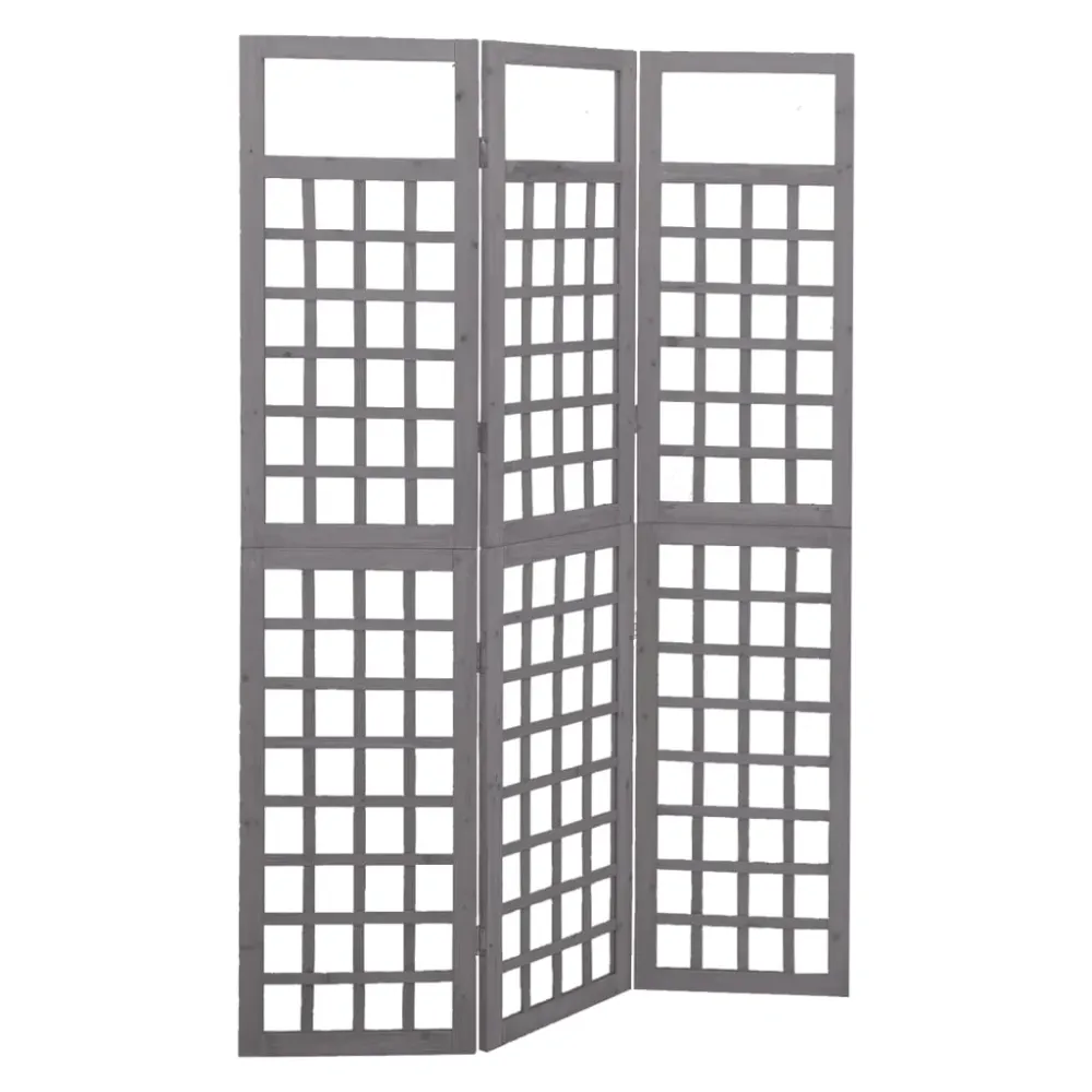 3-Panels Rumdeler/Espalier 121X180 Cm Massivt Grantræ Grå