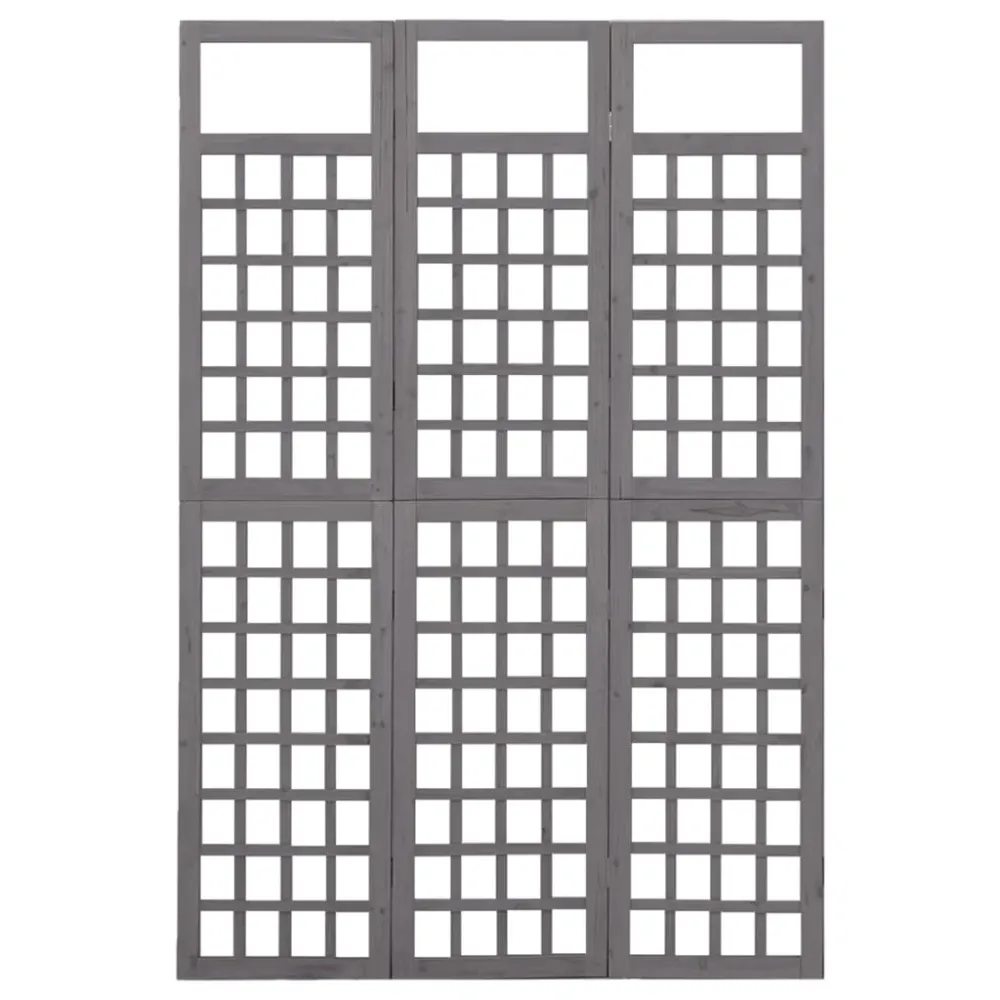 3-Panels Rumdeler/Espalier 121X180 Cm Massivt Grantræ Grå