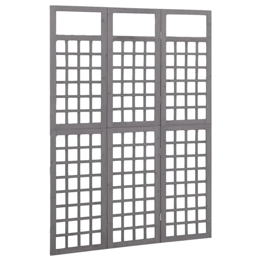 3-Panels Rumdeler/Espalier 121X180 Cm Massivt Grantræ Grå