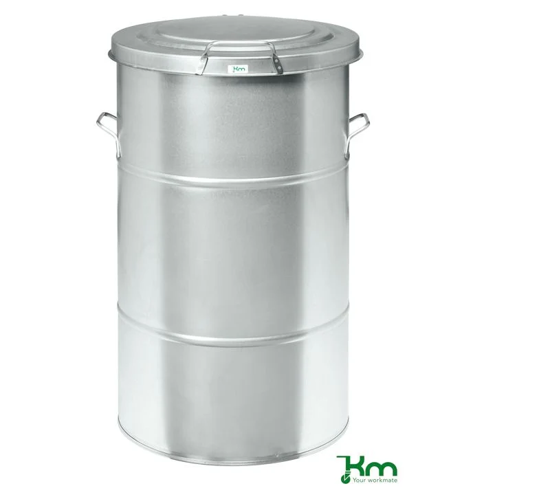 Affaldsbeholder galvaniseret metallic 115 liter - Kongamek