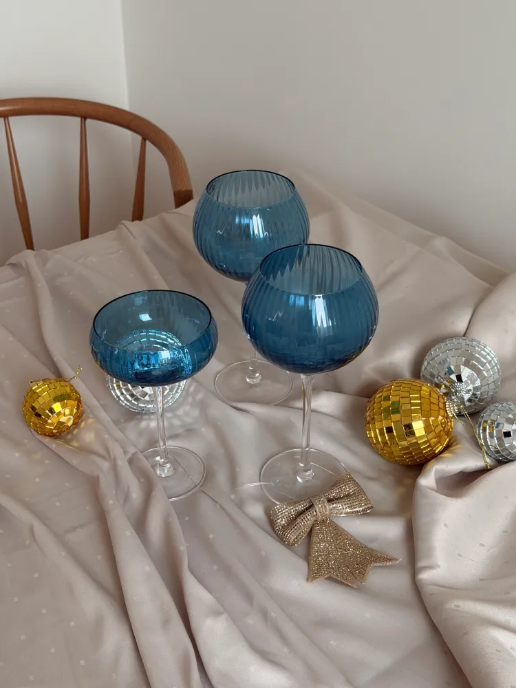 Cocktail Glas AILEEN Blå m. Transparent Stem