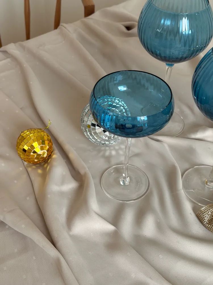Cocktail Glas AILEEN Blå m. Transparent Stem