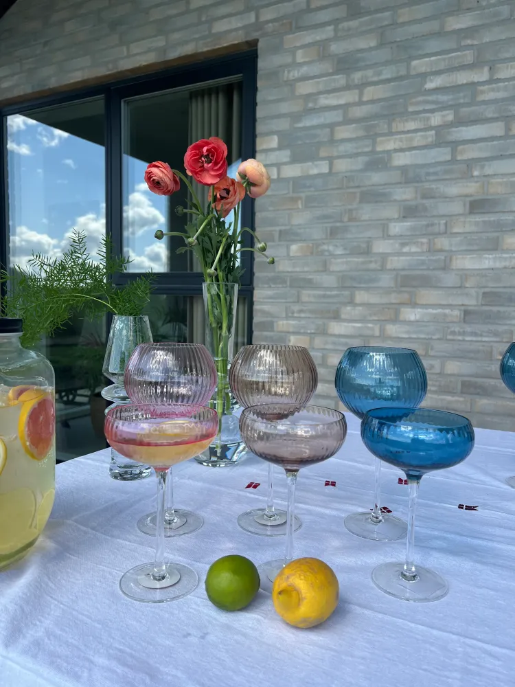 Cocktail Glas AILEEN Blå m. Transparent Stem