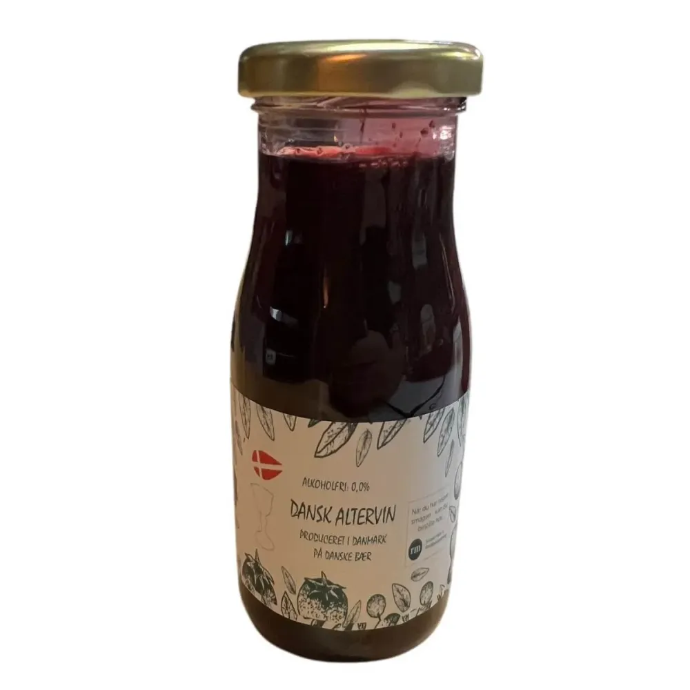 . Dansk Produceret alkoholfri kirkevin på danske bær - Sødet med honning & urter (150ml)