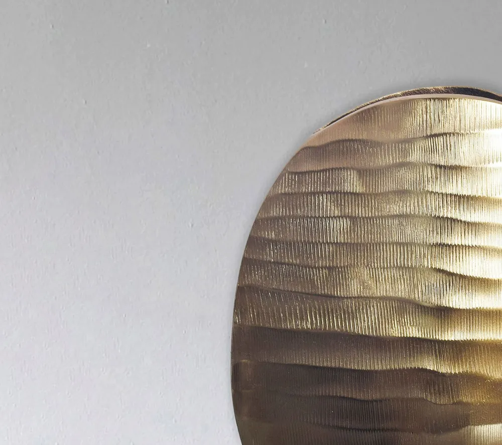 Dekorativ vase sæt med 2, aluminium guld, bølgemønster, trendy, rund dekorativ vase, 2-delt sæt til blomster, aluminiums b...