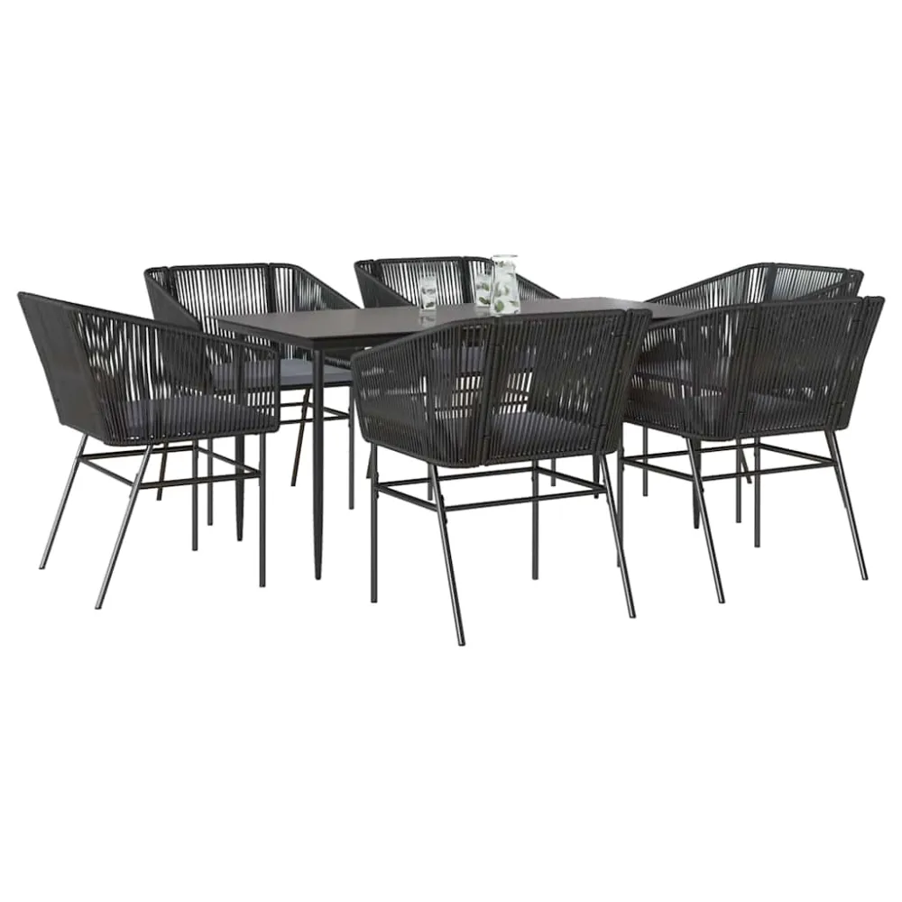 7 Dele Spisebordssæt Til Haven M. Hynder Polyrattan Glas 2