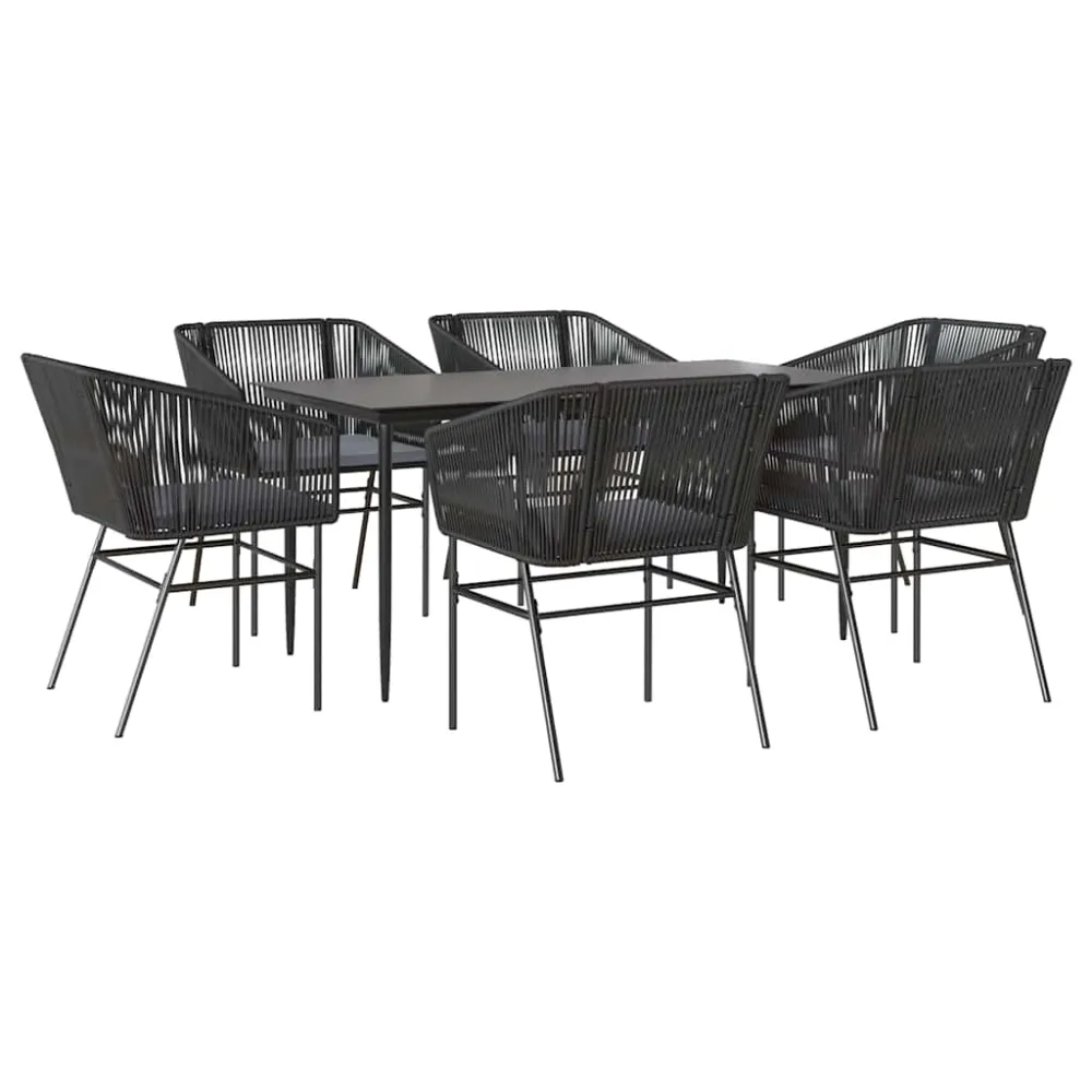 7 Dele Spisebordssæt Til Haven M. Hynder Polyrattan Glas 2