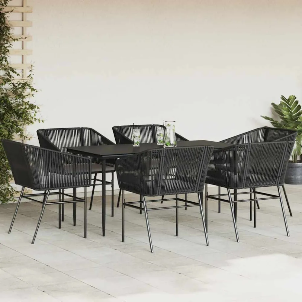 7 Dele Spisebordssæt Til Haven M. Hynder Polyrattan Glas 2