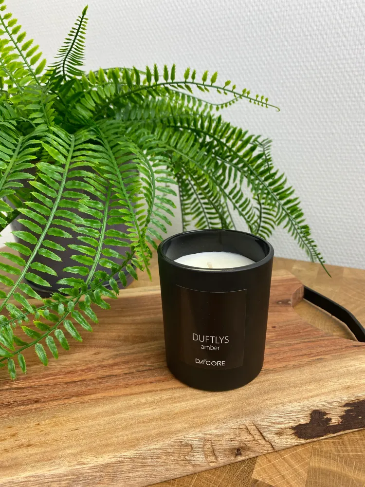 Duftlys - amber duft i charcoal glas
