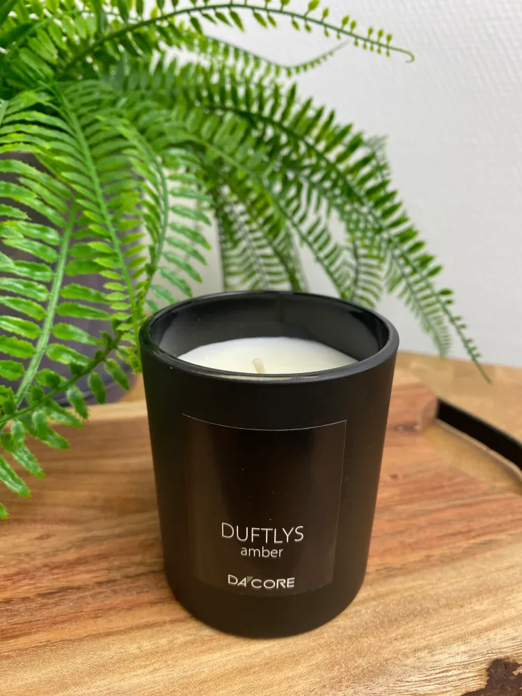 Duftlys - amber duft i charcoal glas