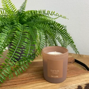 Duftlys - coconut duft i brunt glas