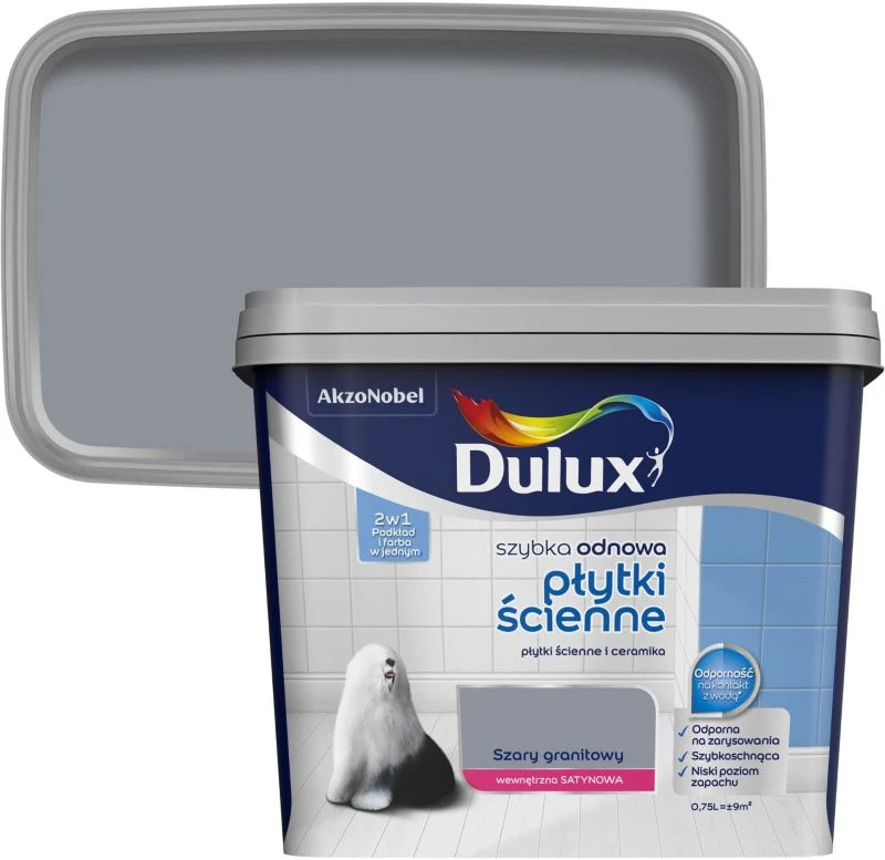 Dulux Szybka Odnowa renoveringsmaling til vægfliser i grå granit, 0,75 l