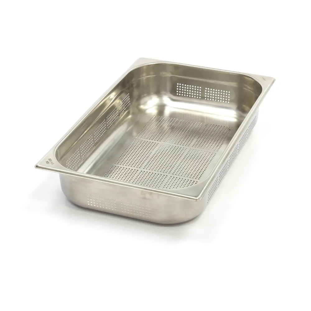 Gastronorm beholder - 3 stk - 1/1 GN - 10 cm dyb - Rustfrit metal - Perforeret